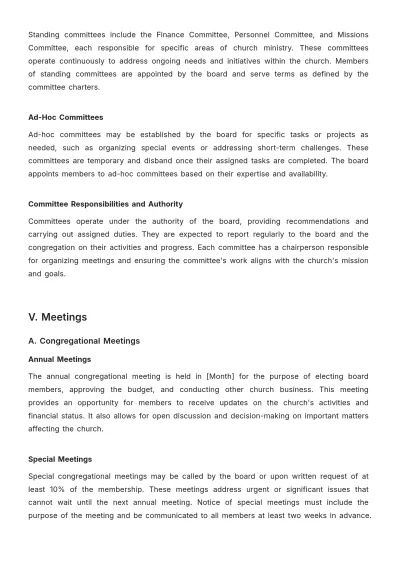Free Professional Church Governance Bylaw Template to Edit Online