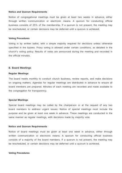 Free Professional Church Governance Bylaw Template to Edit Online