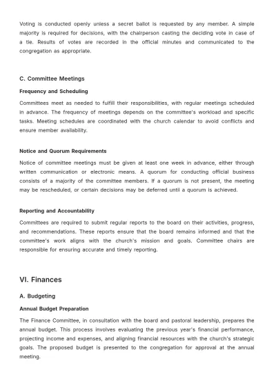 Free Professional Church Governance Bylaw Template to Edit Online