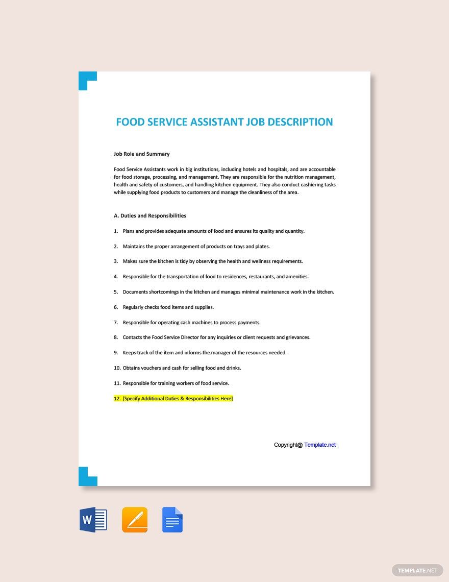 FREE Service Job Description Template Download In Word Google Docs 