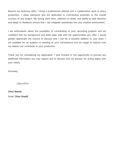 Free Acting Career Cover Letter to Edit Online