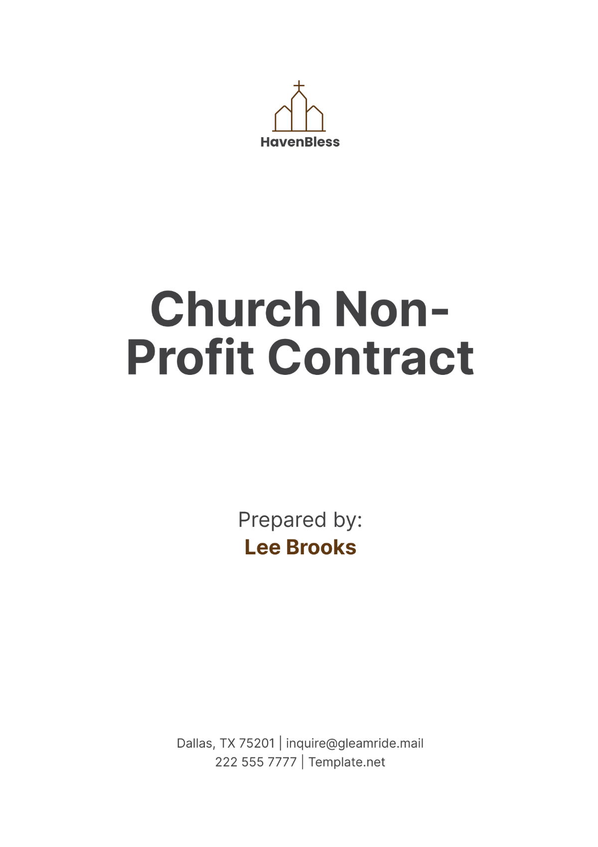 Church Non-Profit Contract Template