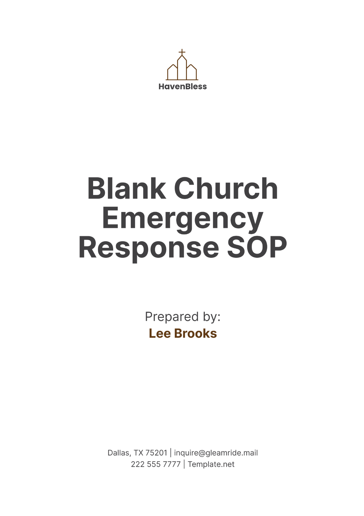 Blank Church Emergency Response SOP Template