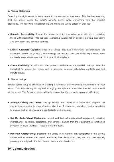 Free Professional Church Event Management SOP Template to Edit Online