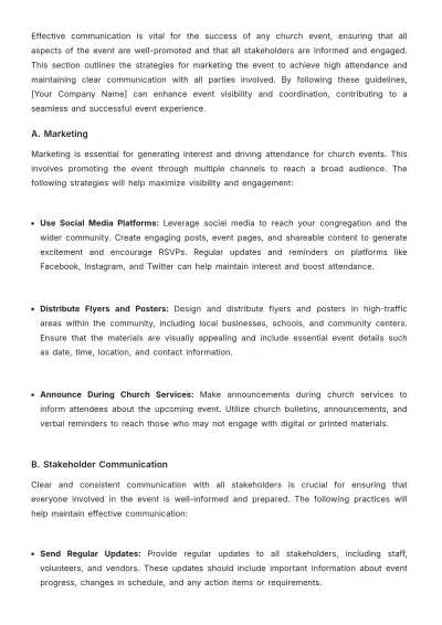 Free Professional Church Event Management SOP Template to Edit Online