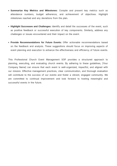 Free Professional Church Event Management SOP Template to Edit Online