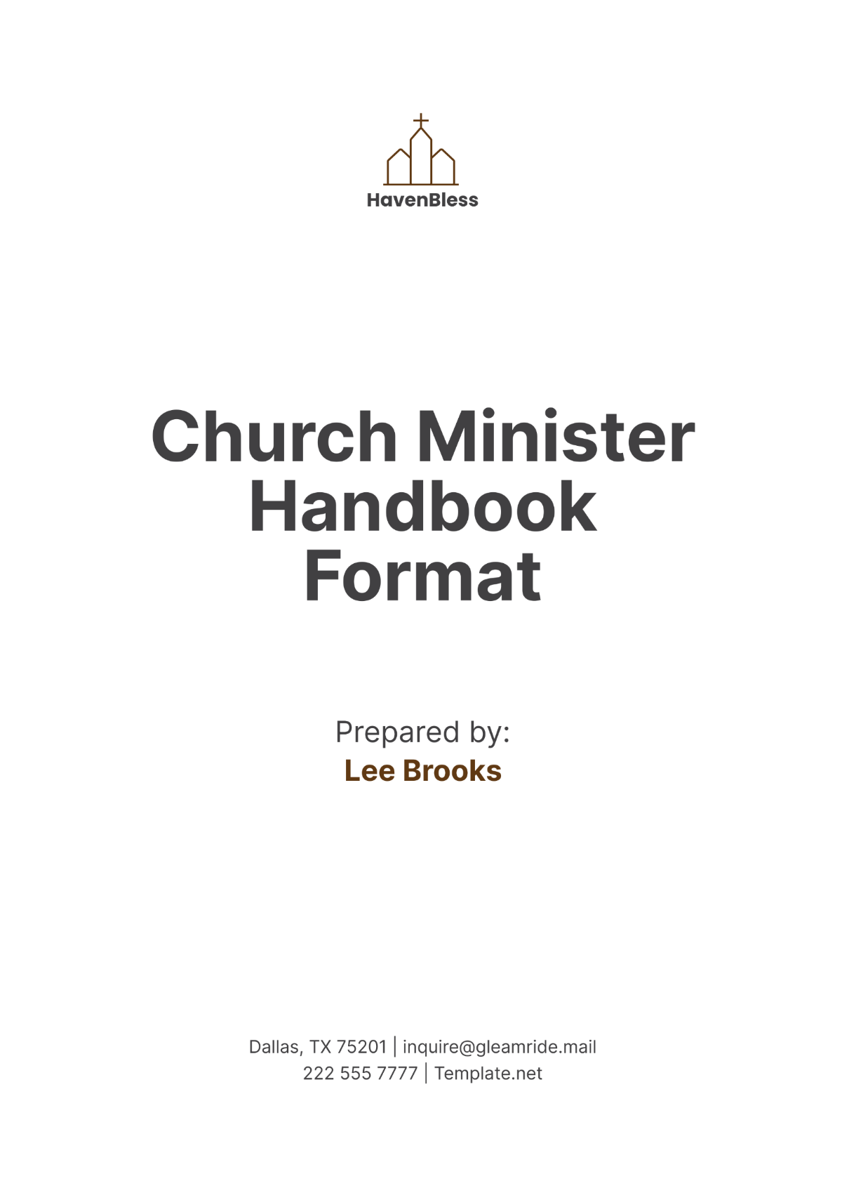 Church Minister Handbook Format Template - Edit Online & Download