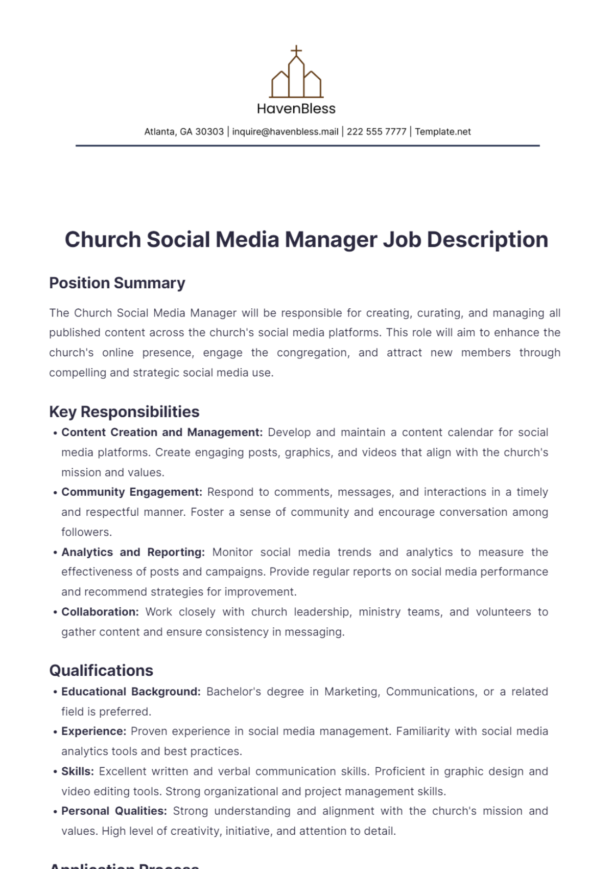 Church Job Description Templates Edit Online Download Template