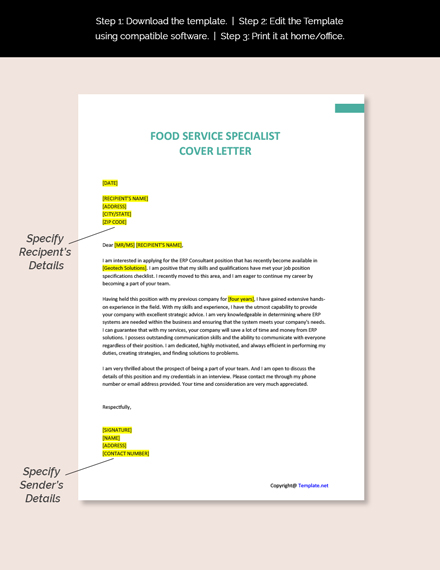 cover letter for health food store
