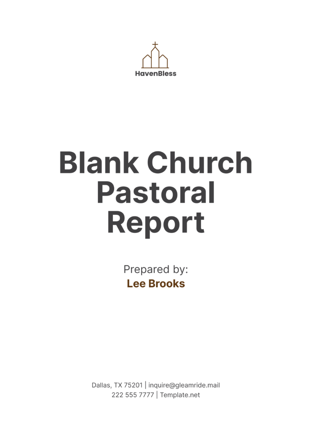 Blank Church Pastoral Report Template