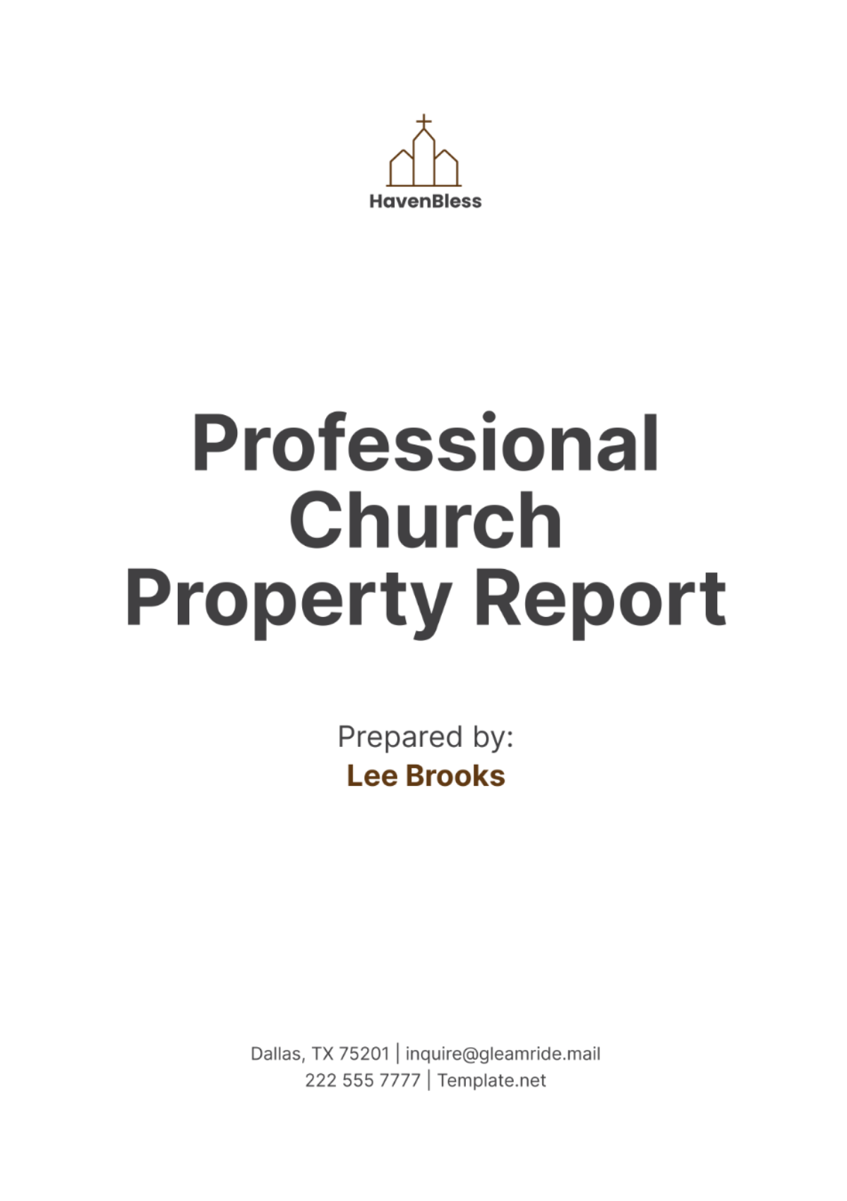 Professional Church Property Report Template