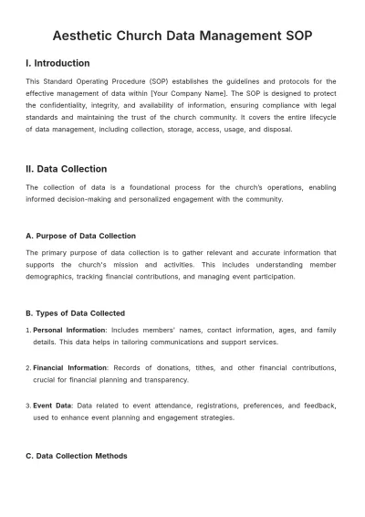 Free Aesthetic Church Data Management SOP Template to Edit Online