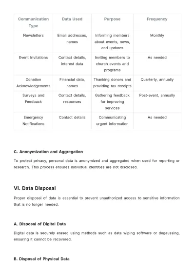 Free Aesthetic Church Data Management SOP Template to Edit Online