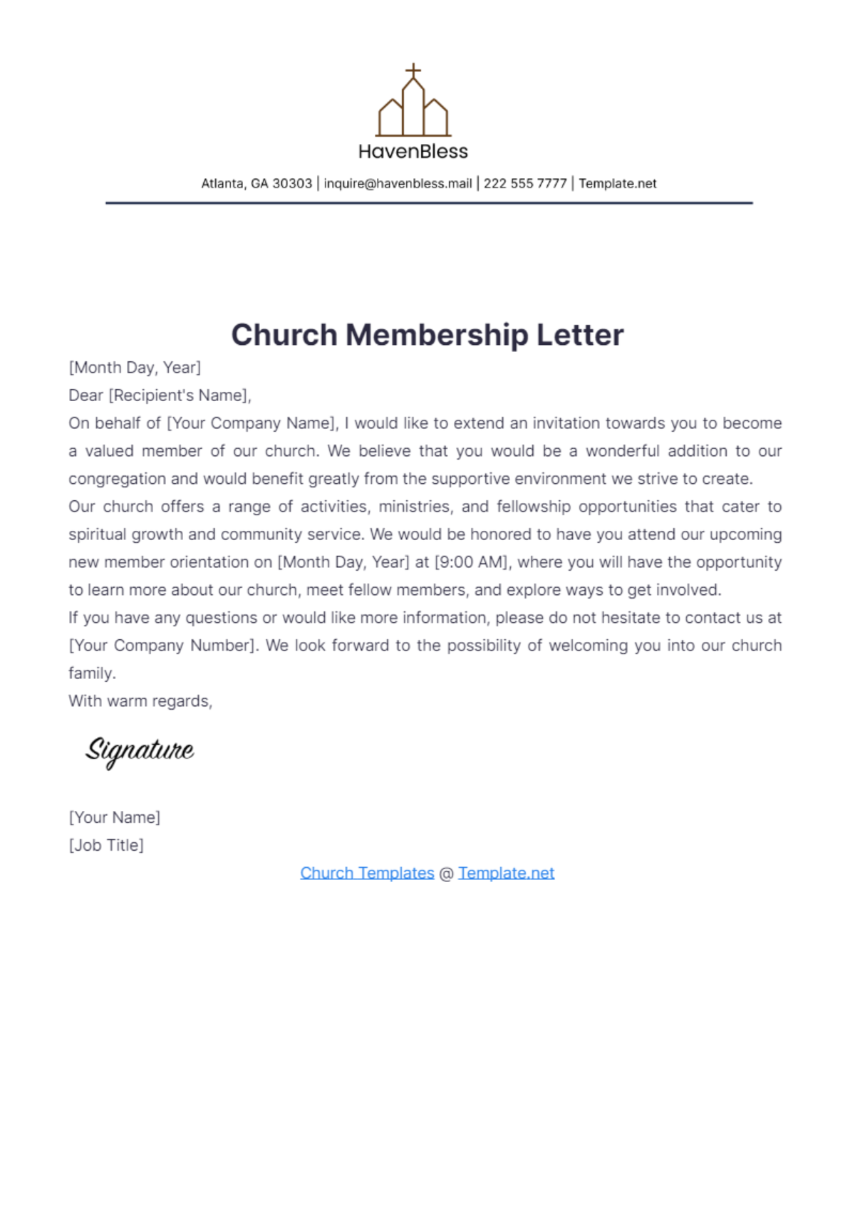 Church Membership Letter Template - Edit Online & Download