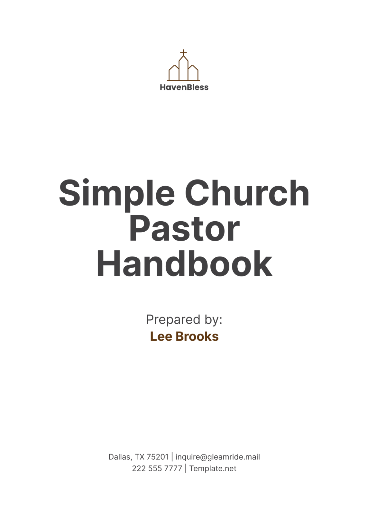 Simple Church Pastor Handbook Template - Edit Online & Download