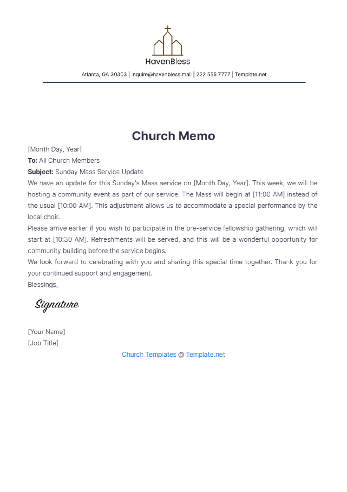 Church Memo Template - Edit Online & Download