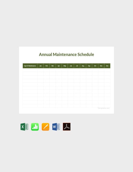 free annual maintenance schedule template 440x570