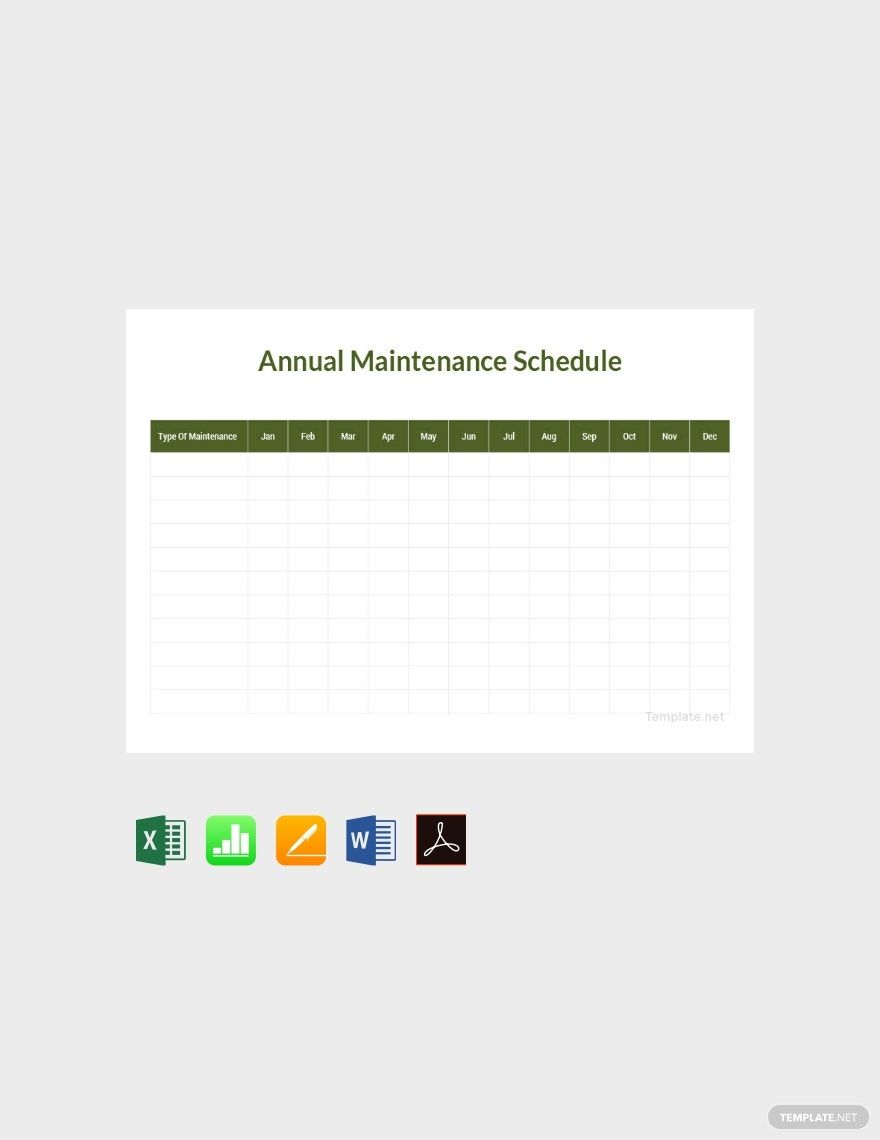 Annual Maintenance Schedule Template