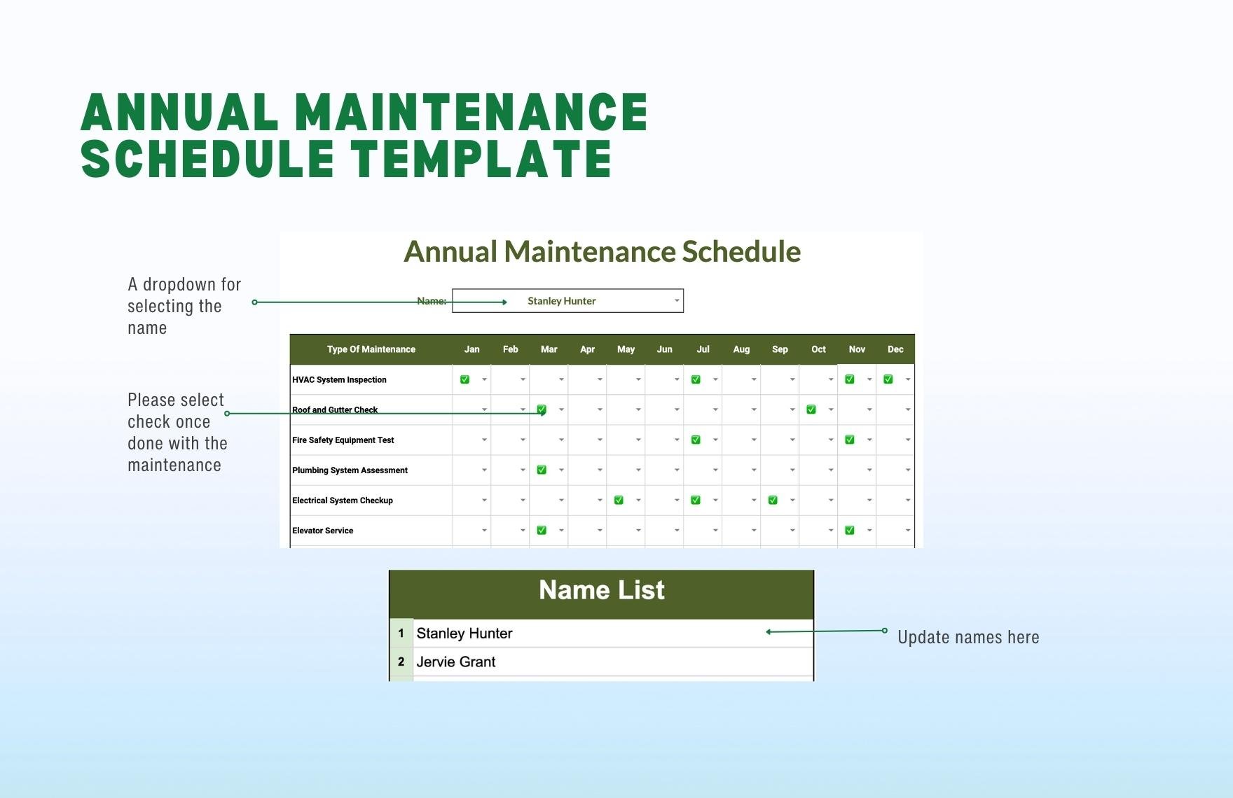 Annual Maintenance Schedule Template