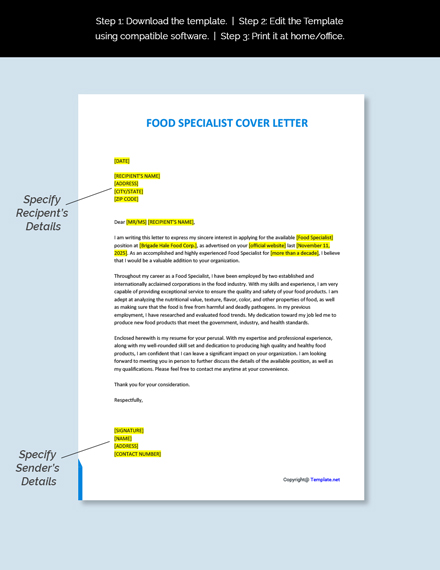 food science cover letter