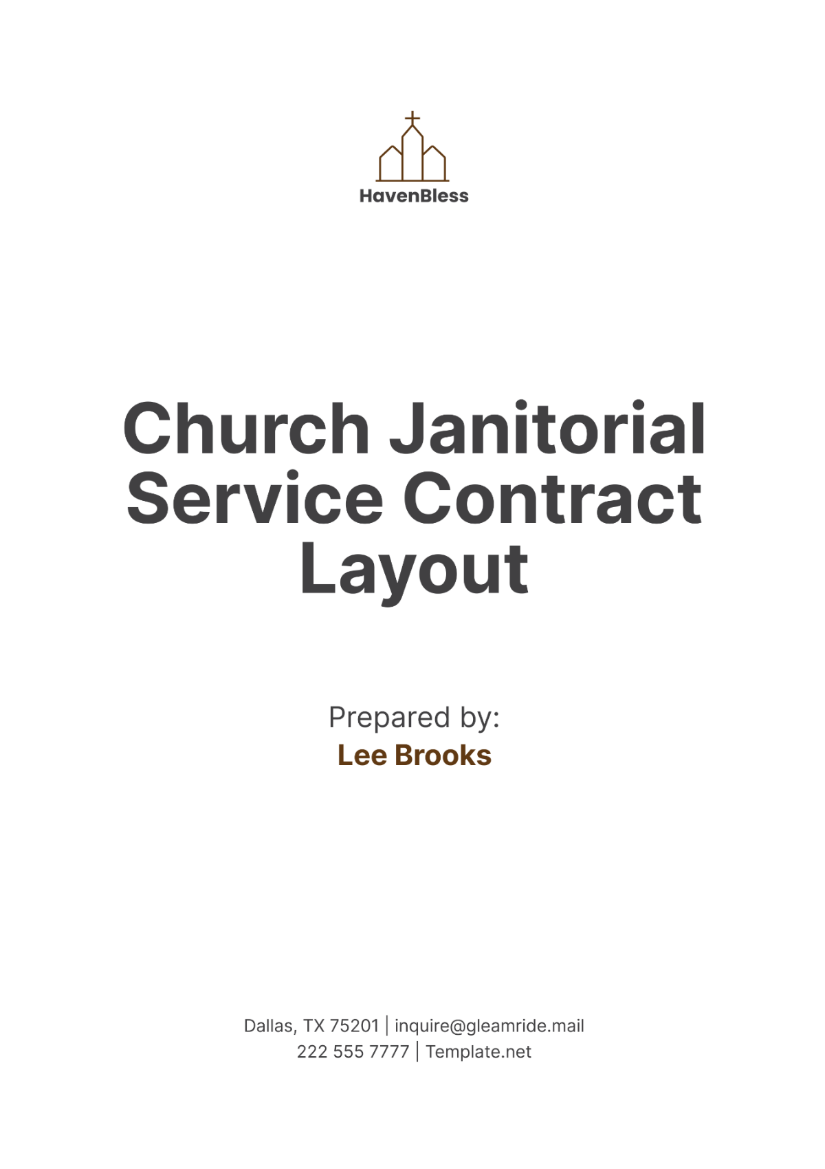 Church Janitorial Service Contract Layout Template - Edit Online & Download