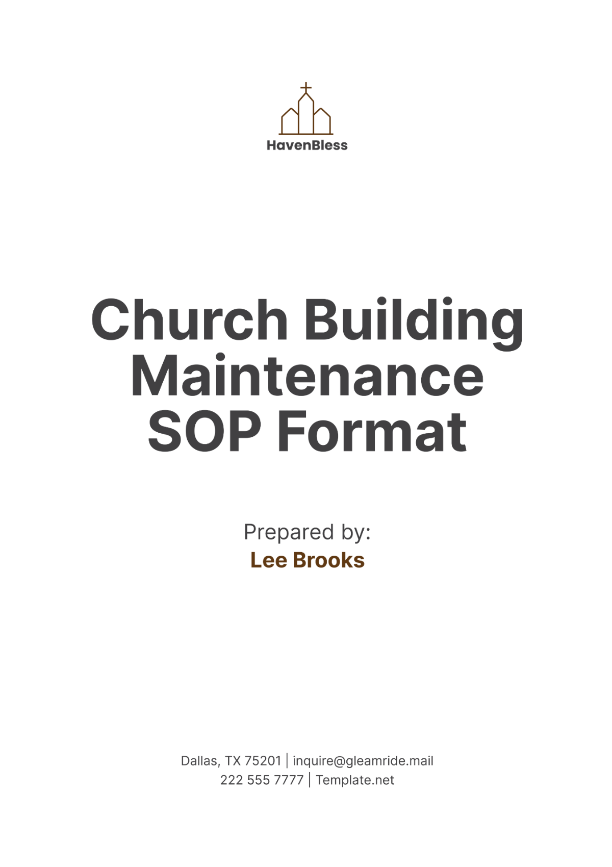 Church Building Maintenance SOP Format Template - Edit Online & Download