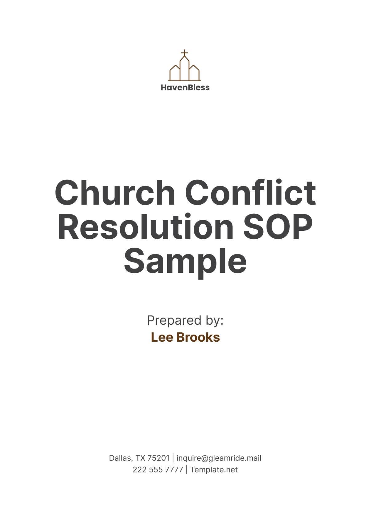 Church Conflict Resolution SOP Sample Template - Edit Online & Download