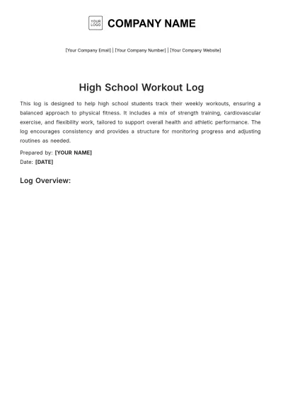 Free High School Workout Log Template to Edit Online
