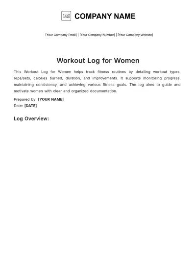 Free Workout Log for Women Template to Edit Online
