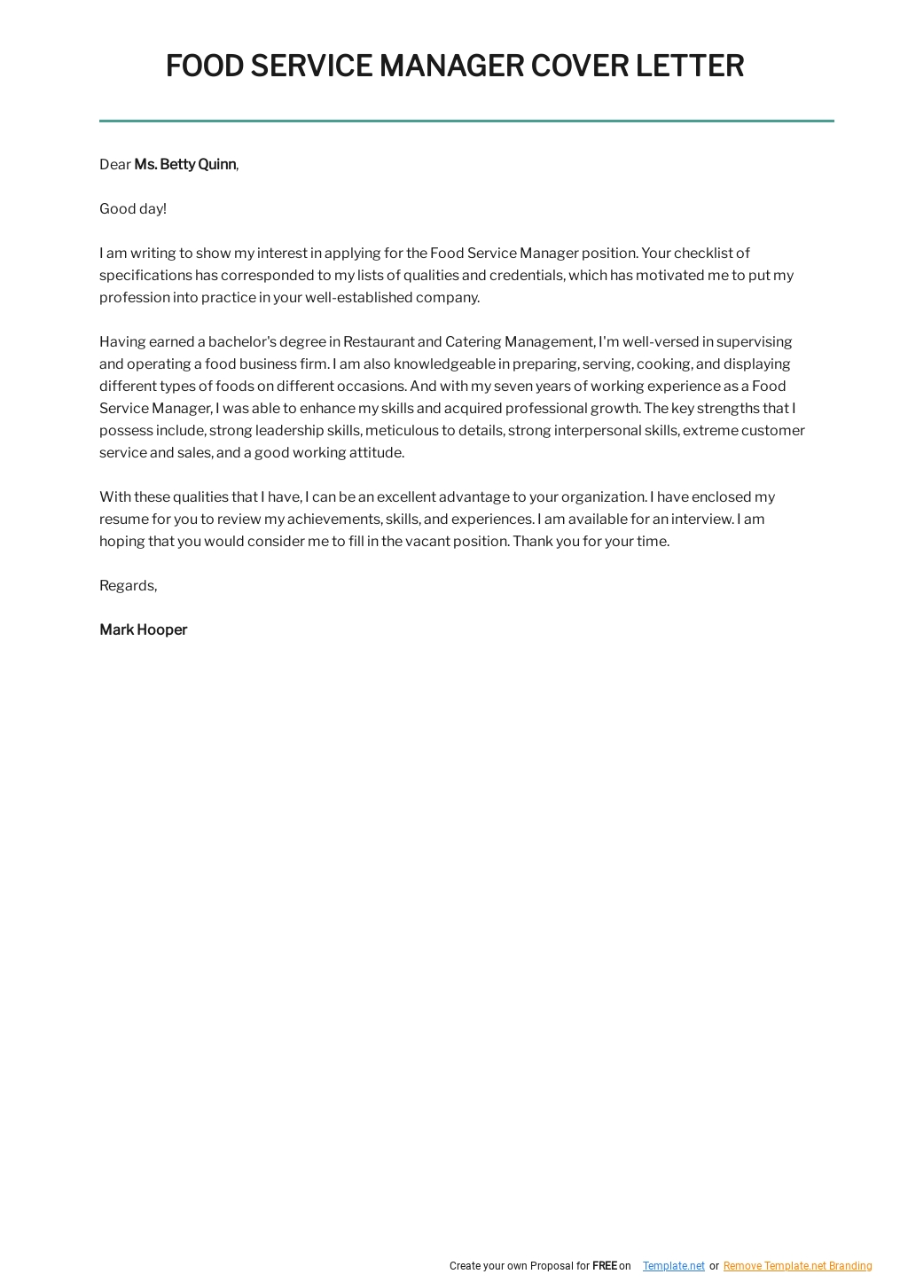 Free Food Service Manager Cover Letter Template.jpe