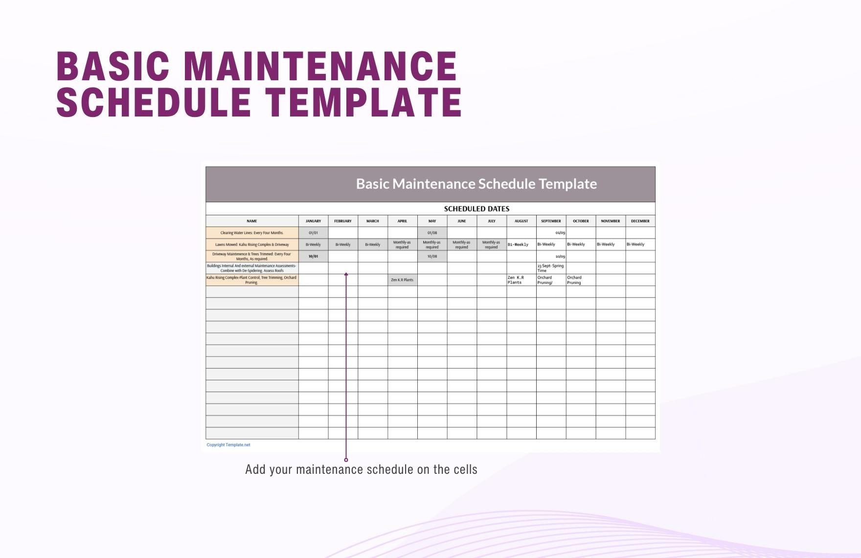 Basic Maintenance Schedule Template