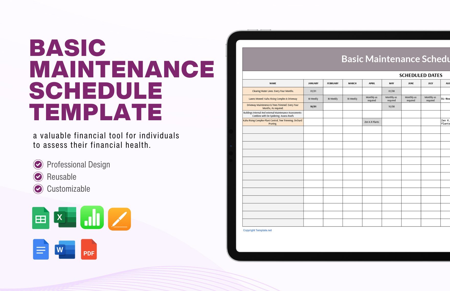 Basic Maintenance Schedule Template