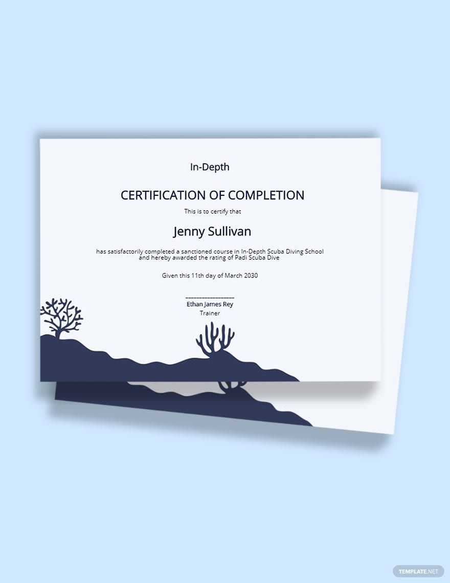 Scuba Diving School Certificate Template