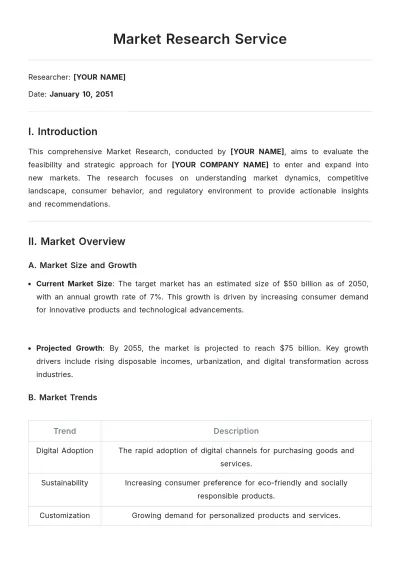 Free Market Research Service Template to Edit Online