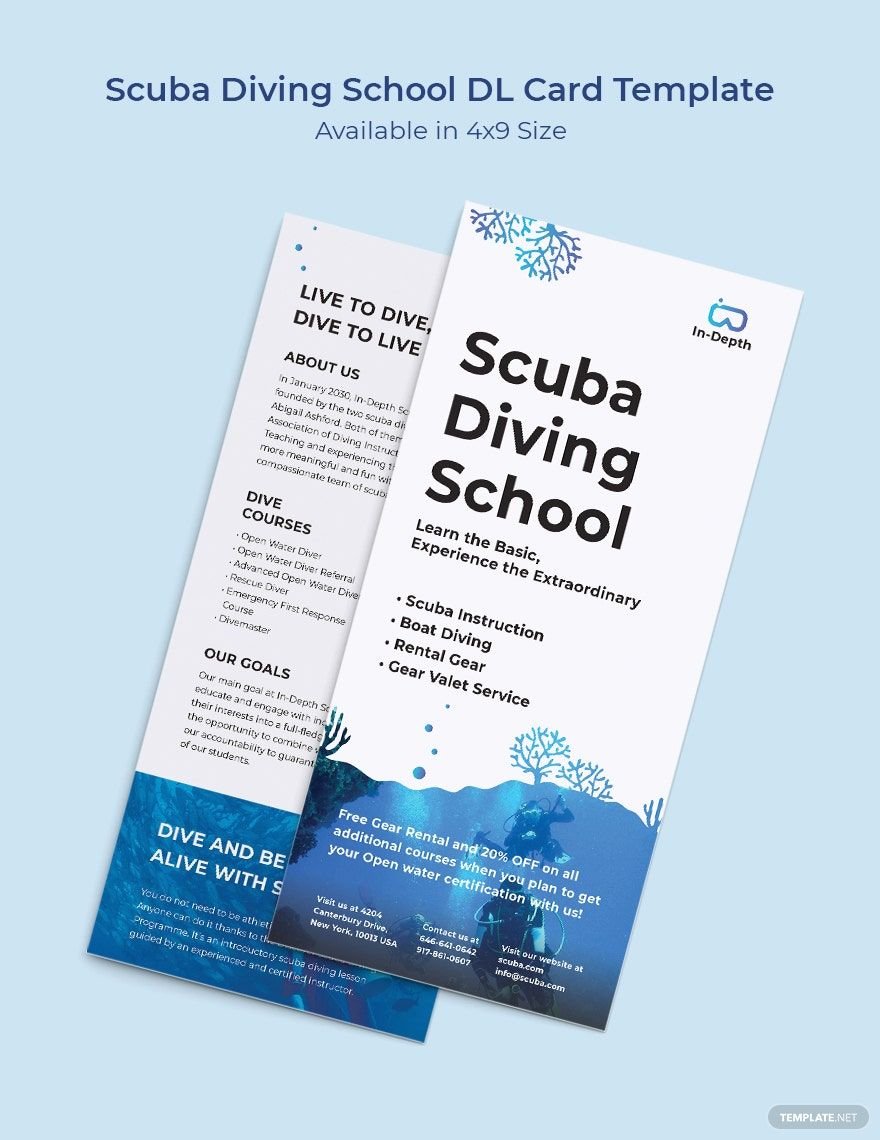 Free Scuba Diving School DL Card Template