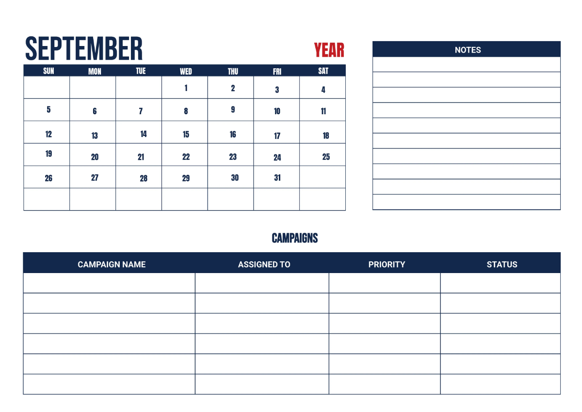 Free Cafe Marketing Calendar Template to Edit Online