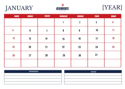 Free Cafe Monthly Calendar Template to Edit Online