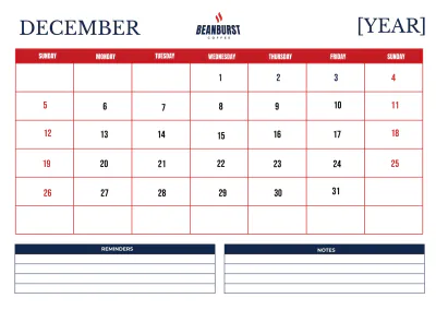 Free Cafe Monthly Calendar Template to Edit Online