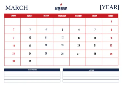 Free Cafe Monthly Calendar Template to Edit Online
