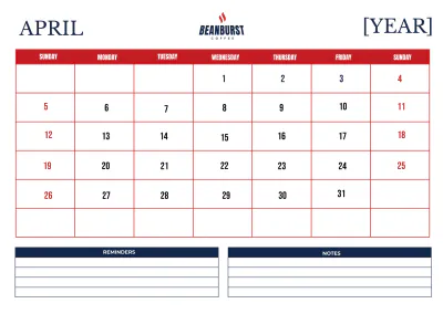 Free Cafe Monthly Calendar Template to Edit Online
