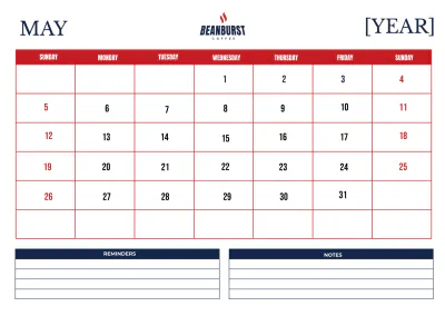 Free Cafe Monthly Calendar Template to Edit Online