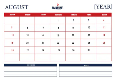 Free Cafe Monthly Calendar Template to Edit Online