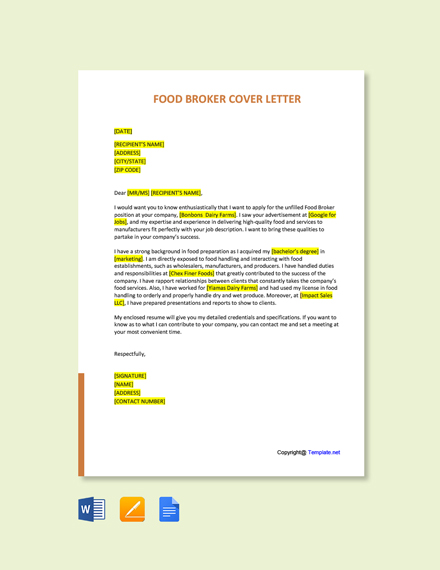 Food Broker Cover Letter 