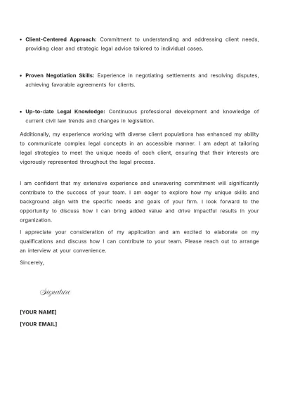 Free Civil Lawyer Cover Letter to Edit Online