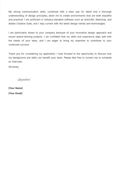 Free Interior Design Consultant Cover Letter to Edit Online