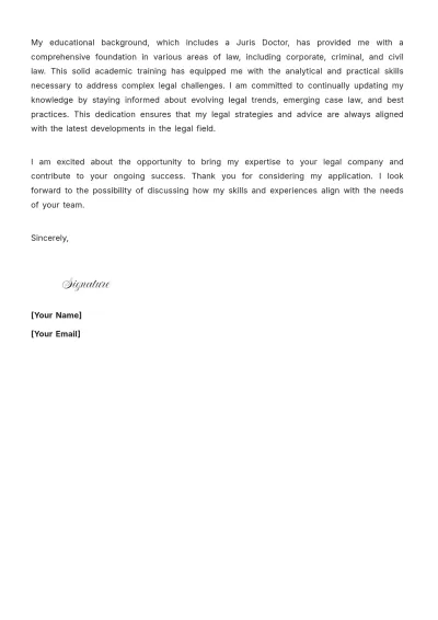 Free Legal Specialist Lawyer Cover Letter to Edit Online