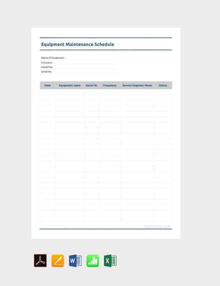 free equipment maintenance schedule template 440x570