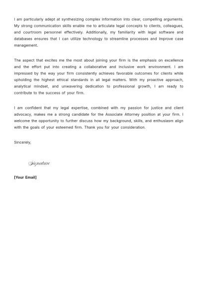 Free Associate Attorney Cover Letter to Edit Online