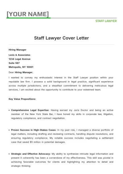 Free Staff Lawyer Cover Letter to Edit Online