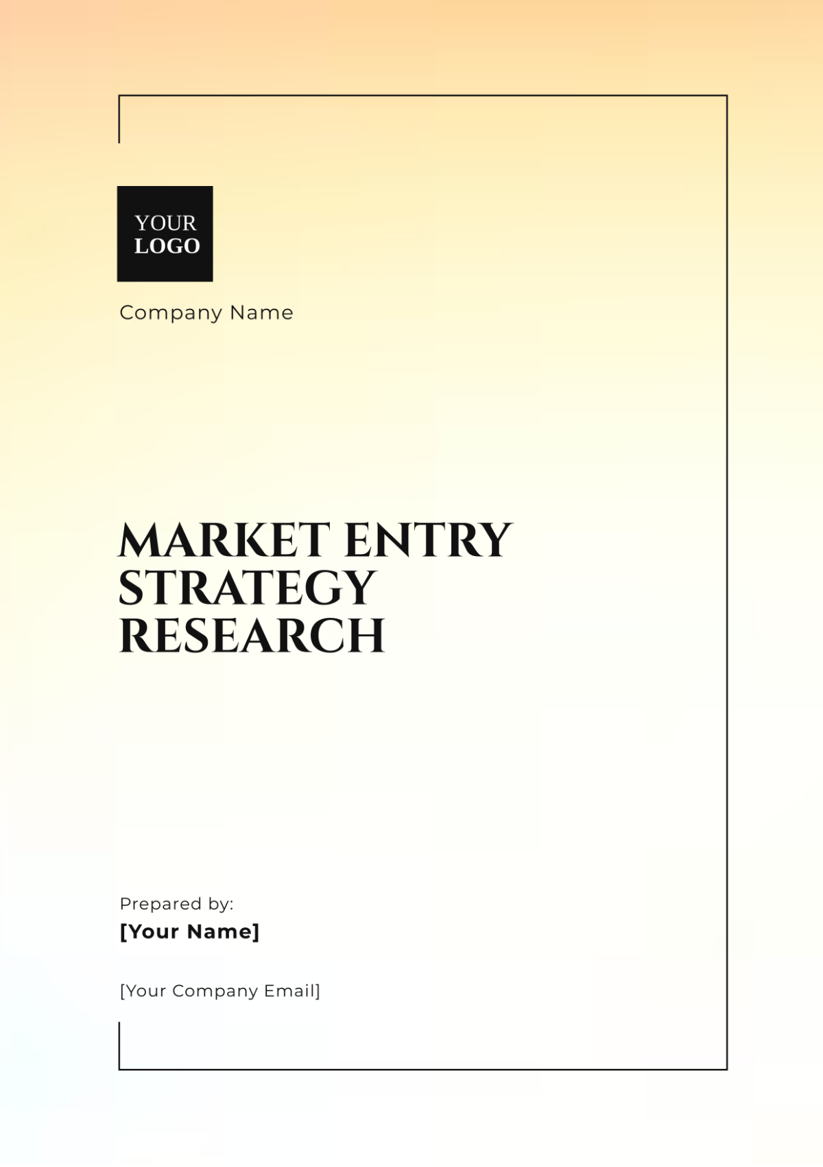 Market Entry Strategy Research Template